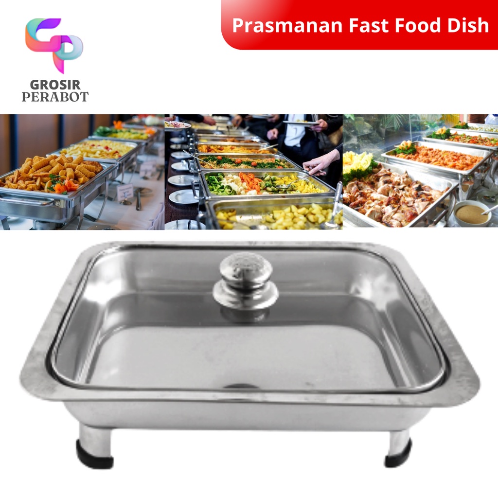 Tempat Prasmanan Set Fast Food Dish dengan Tutup Kaca