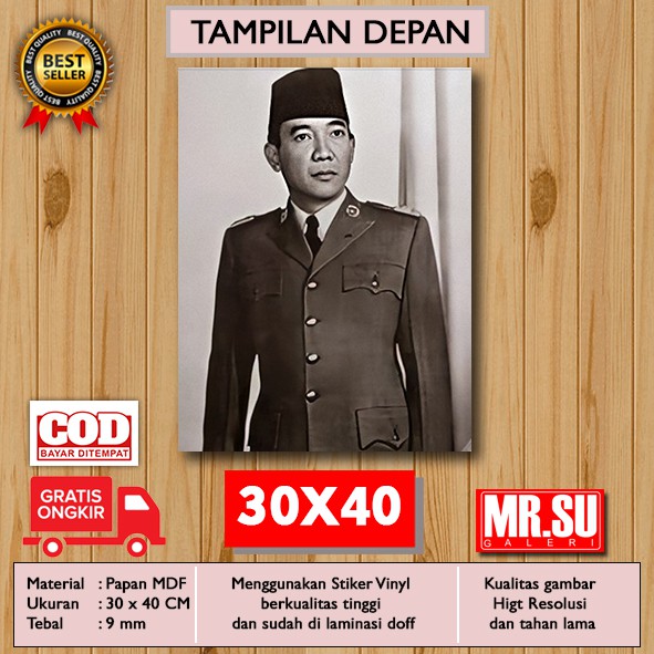 Bingkai Foto Hiasan Dinding Poster Kayu Wall Decor - IR SOEKARNO 6