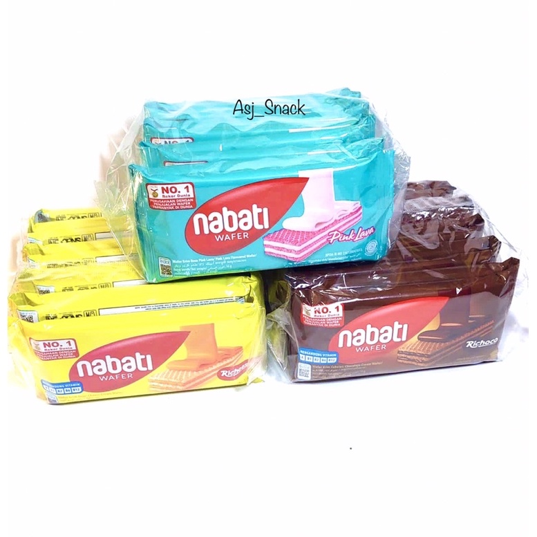 

Nabati Wafer ada 3 rasa: Richeese, Richoco, PinkLava ( 10 pcs x 16g )