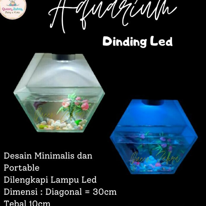 COD Aquarium dinding led/aquarium minimalis/aquarium hexagonal/aquarum meja