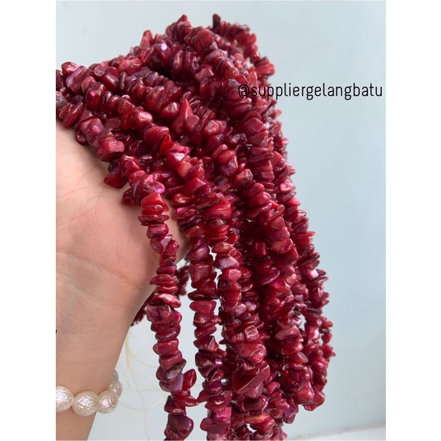 kerikil kerang MERAH MAROON 2cm bahan batu campuran aksesoris warna