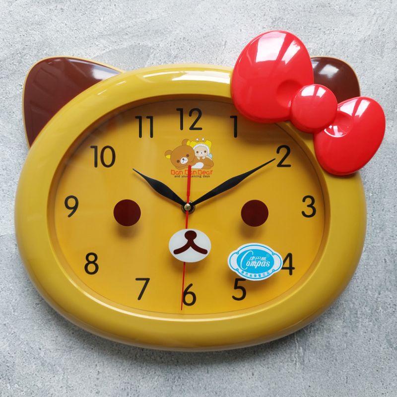 Jam Dinding Bear Karakter Kartun Bear Beruang Minimalis Lucu Unik Mesin Sweep Original Import