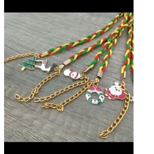 2pcs gelang tali tema natal gelang manik+gelang tali natal Christmas bracelet 2 in 1