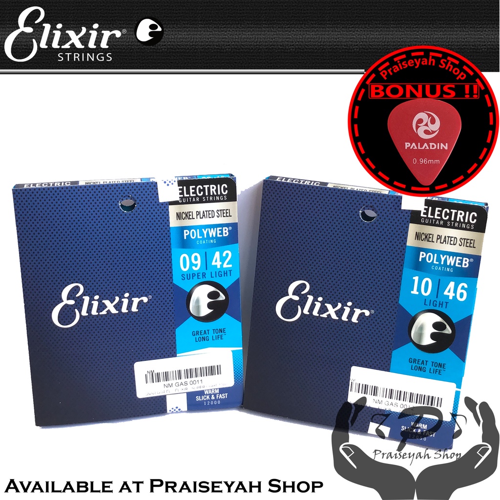 Elixir Senar Gitar Elektrik Polyweb 09 dan 010 Original Guitar String Electric