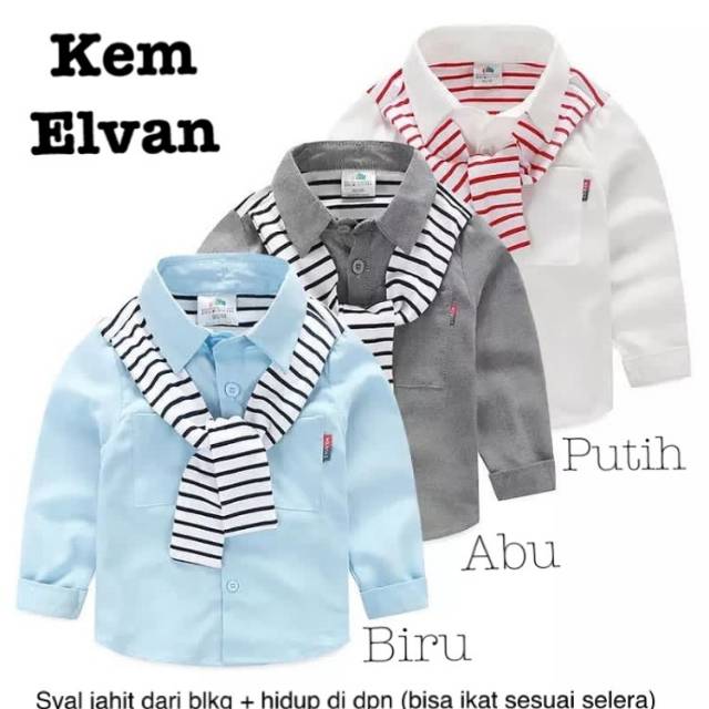 KEMEJA ELVAN + SYAL KEMEJA ANAK FASHION.PAKAIAN ANAK PRIA