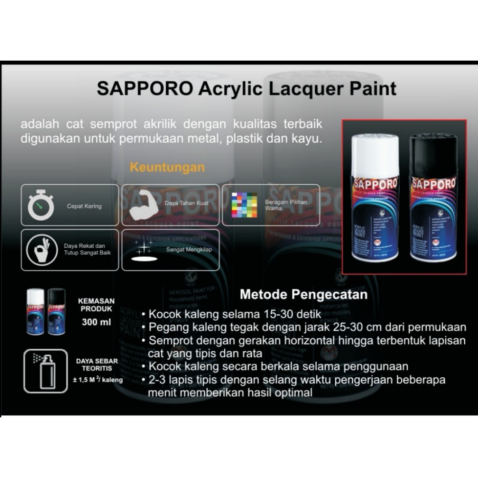 Pilok Sapporo Hitam Putih Hitam doff Clear Silver 300 ml