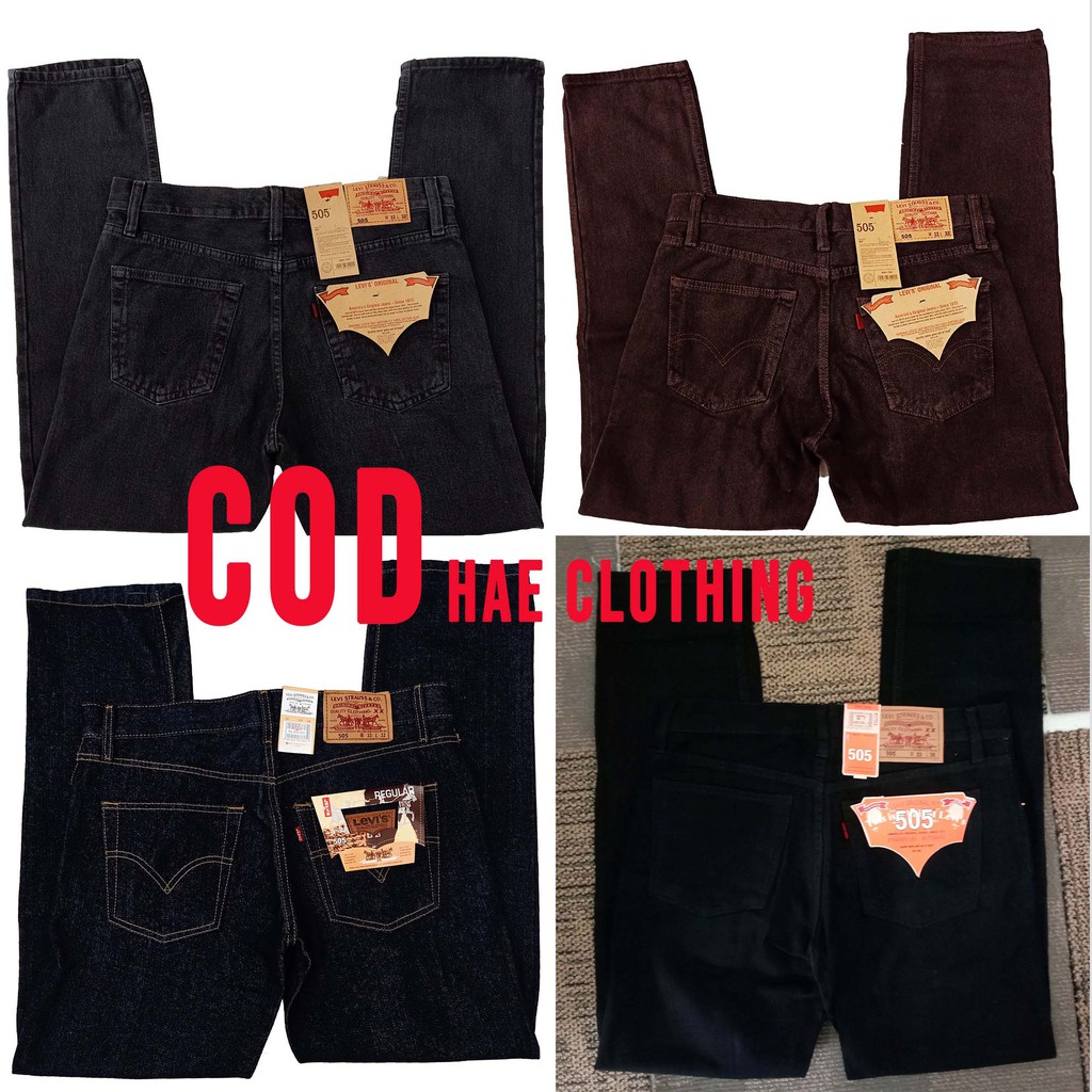  Celana  Jeans Pria  Levis  505 Reguler Dark Wash Shopee  