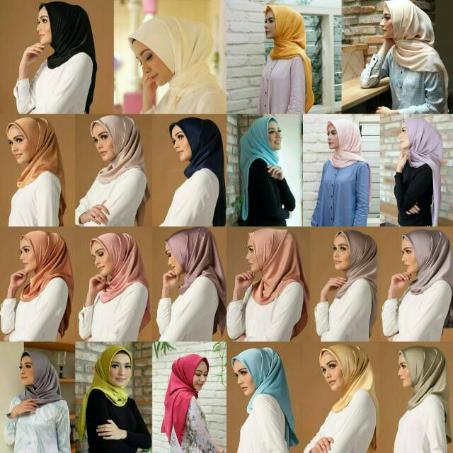 Mulberry Plain by Heaven Lights Kerudung Jilbab Hijab Segiempat Square Scarf Segi Empat Polos Pesta 
