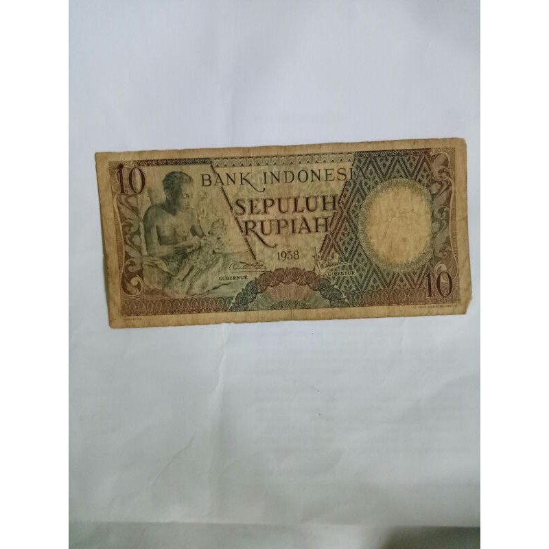 preloved uang kuno 10 rupiah tahun 1958