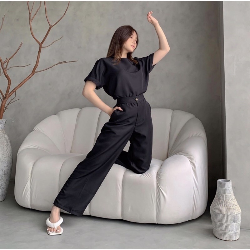 SARA 2 IN 1 SET KOREA - SETELAN WANITA KANTOR ( LONG PANTS ) SETELAN FORMAL KANTOR - PAKAIAN WANITA KANTORAN POLOS - HADIAH / KADO ULTAH CEWEK