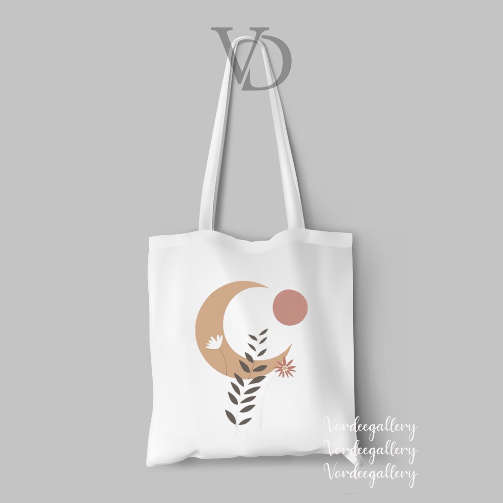 TOTE BAG KANVAS MOTIF MOON AESTHETIC