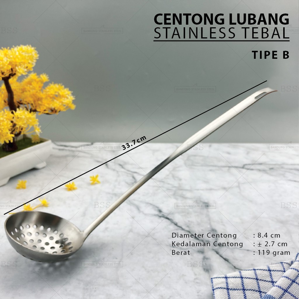 2 pilihan ukuran centong sendok kuah sup soup sayur ladle lubang stainless tebal doff