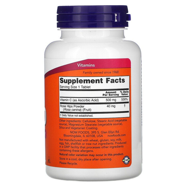 NOW Foods Vitamin C 500 / C 1000 Antioxidant Protection with Rose Hips