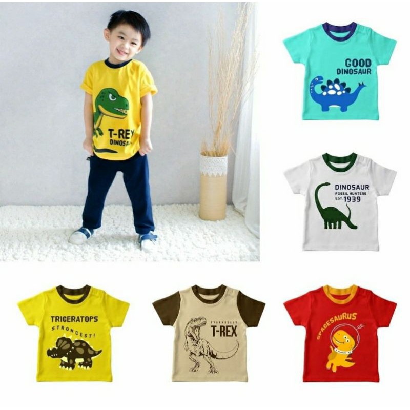 (BISA COD) SETELAN KAOS ANAK JURASSIC PARK DINOSAURUS T-REX MURAH 1-10 TAHUN