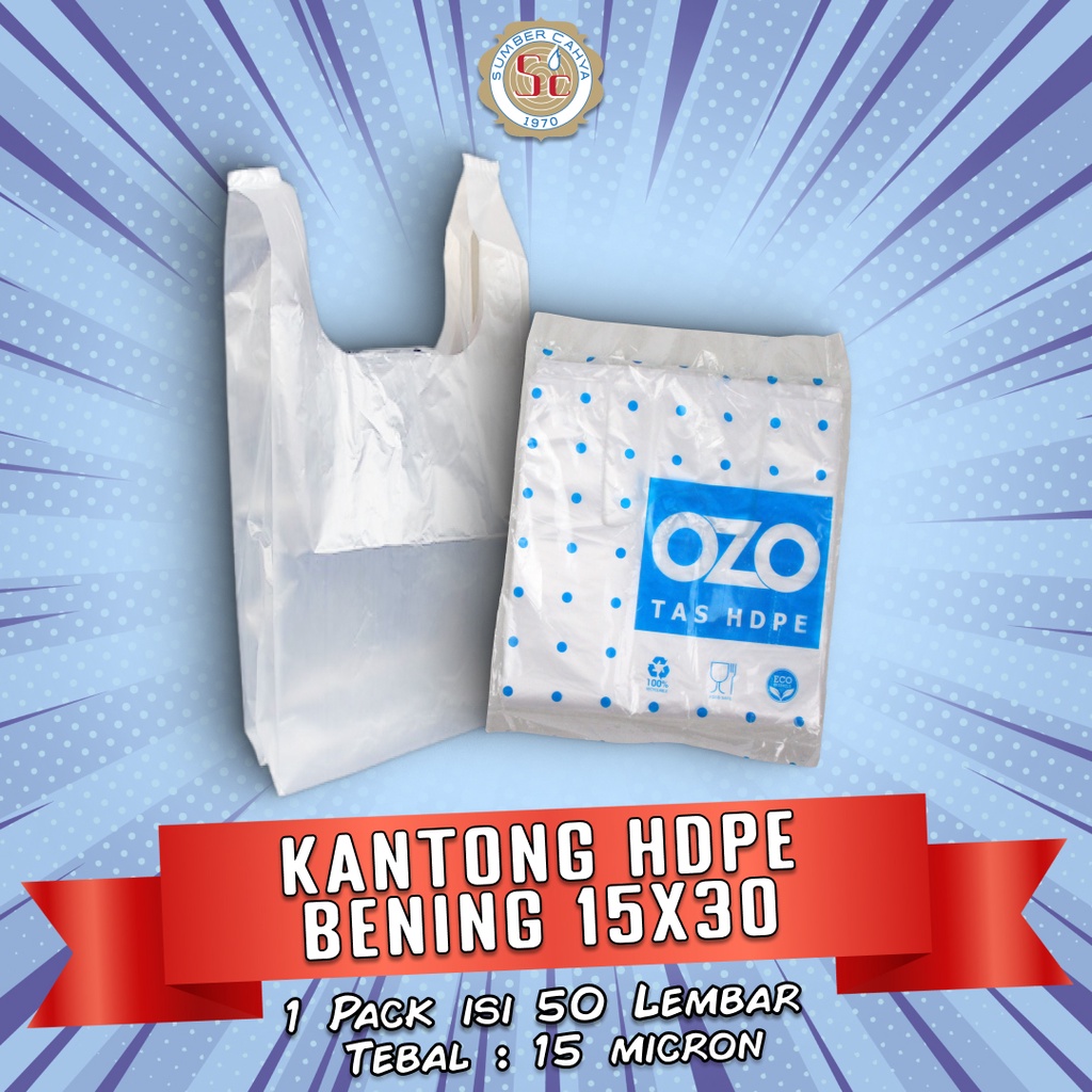Kantong Plastik Bening Tebal HDPE OZO UK 15x30