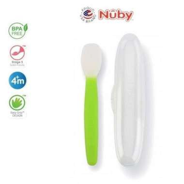 Nuby silicone spoon with case 4m+