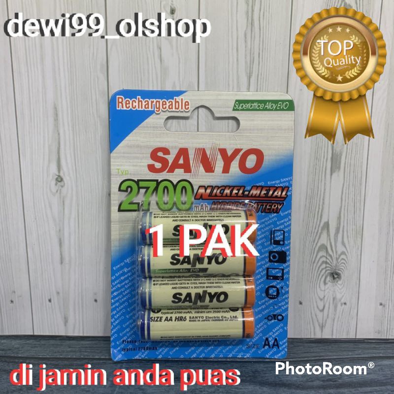 Baterai Charger Sanyo 2700Mah AA 1.2V isi 4 dan isi 2