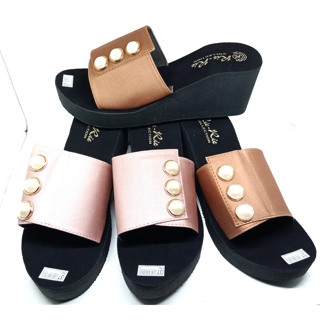 sandal wedges spon wanita kokop/selop permata