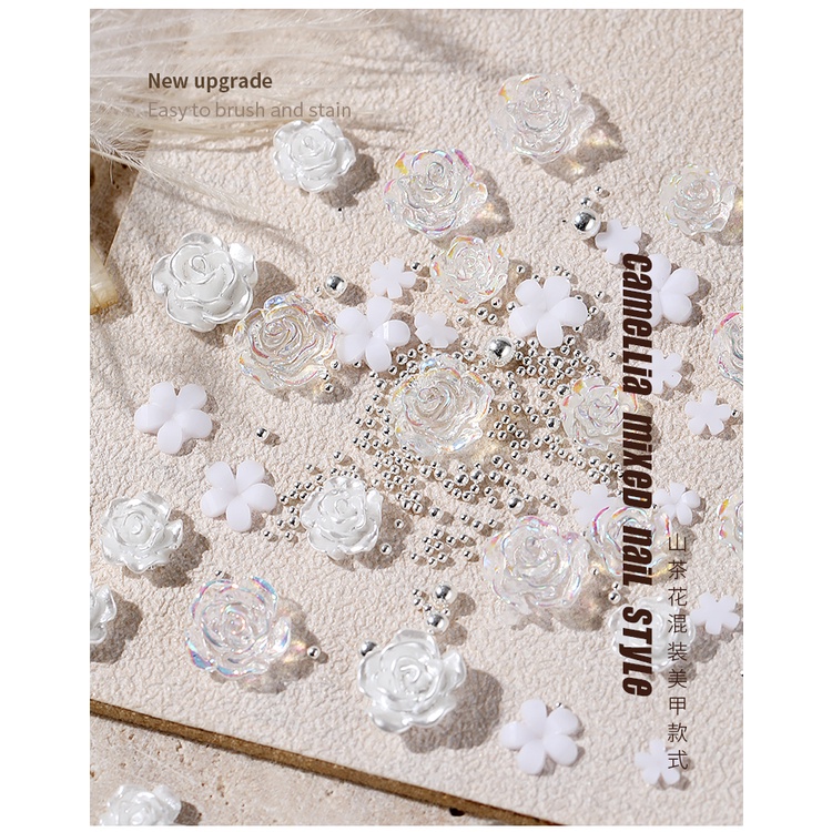 Pretty beauty Orname Mutiara BUNGA/Berlian Imitasi 3d Bahan Metal Gaya Jepang Untuk Dekorasi Nail Art