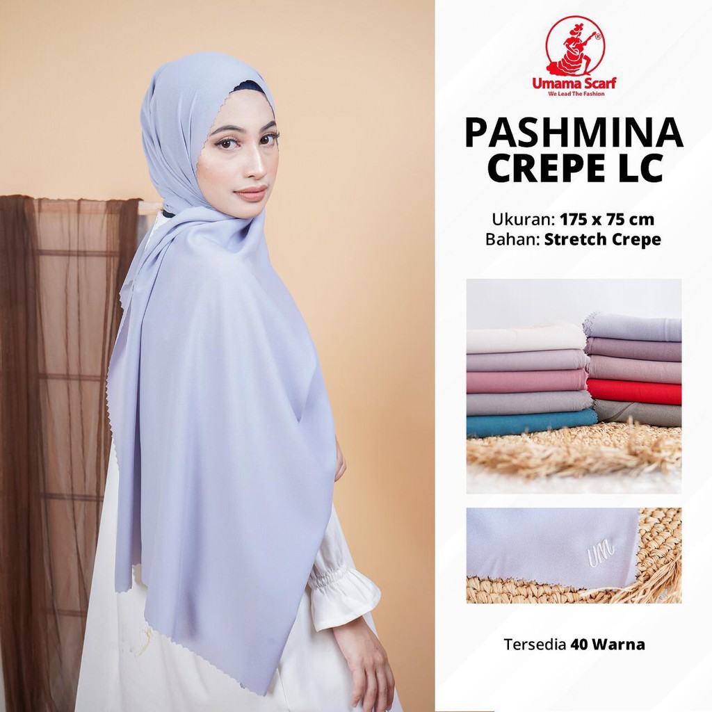 AV - HIJAB PASHMINA CREPE LASER CUT UMAMA / HIJAB POLOS PREMIUM TERMURAH