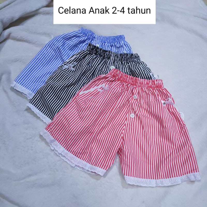 Celana anak cewek 2 3 4 tahun renda lucu salur katun (celana renda salur ANAK )