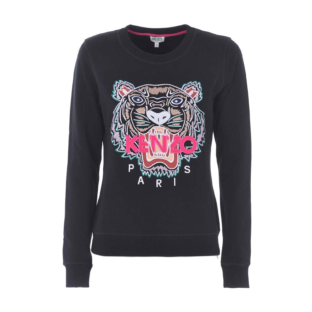 Knzo Women Embroidered Tiger Sweatshirt Black/Pink 100% Original