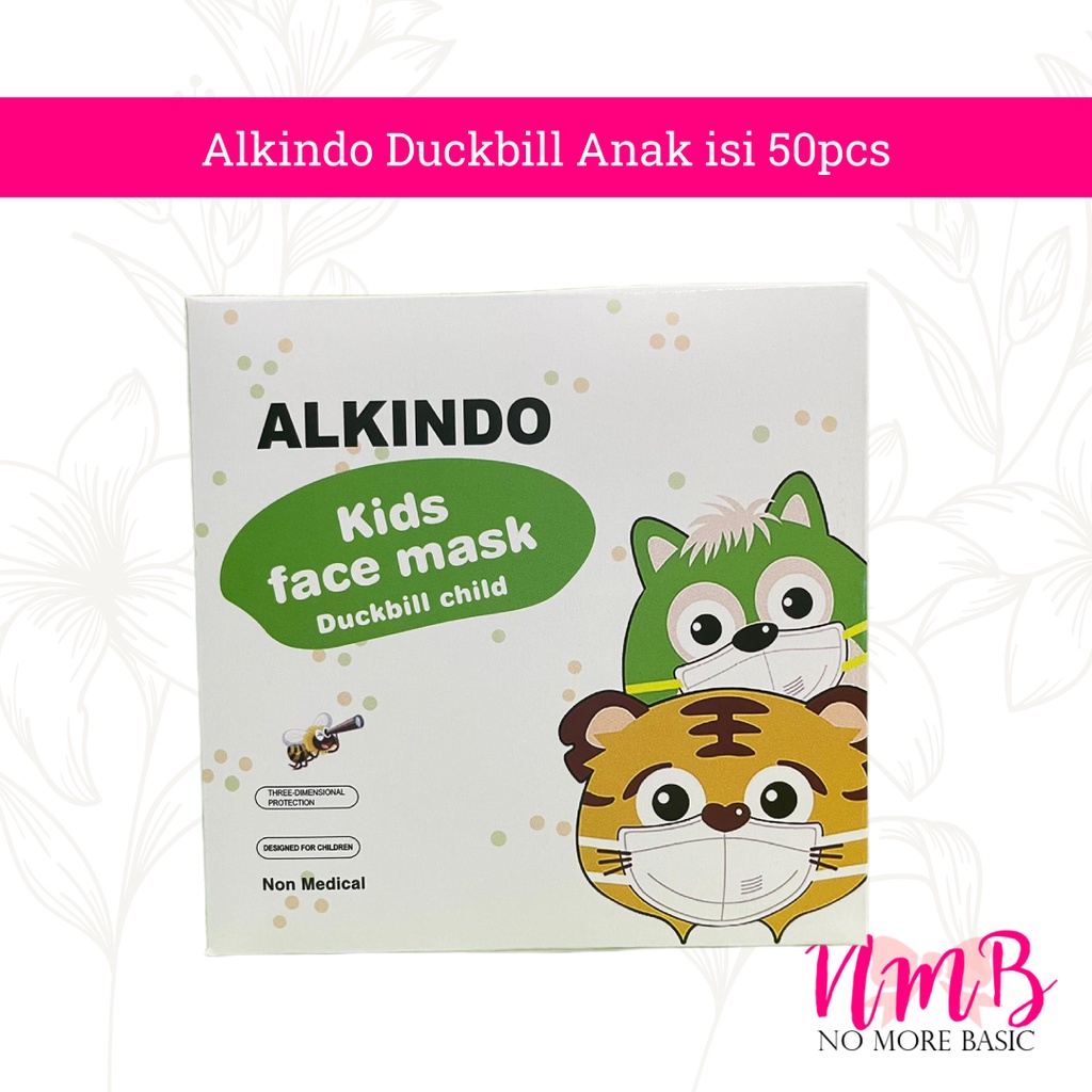 Masker 3 Ply Duckbill Anak Alkindo isi 50Pcs Masker 3ply Anak Duckbill 3D Alkindo Disposable Mask