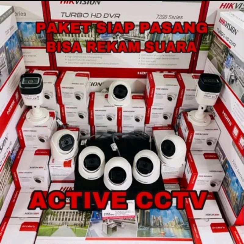 paket camera cctv 8 kamera hikvision 2mp audio built in mic 1080p 8 channel ch bisa rekam suara 8ch