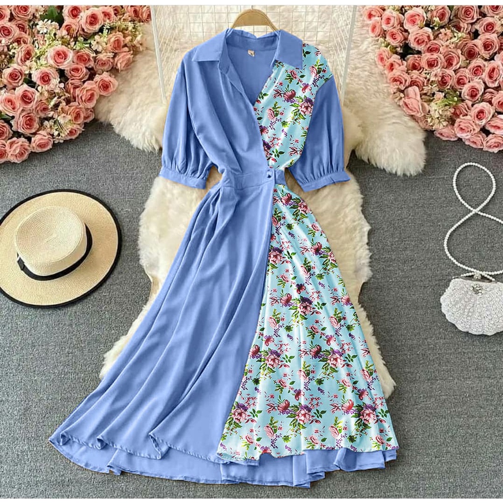 [HNFK] Dress Wanita Casual Dress / Fashion Wanita / Dress Korea / Dress / Dress Flow