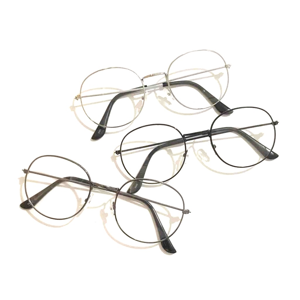 Kacamata Frame/Kacamata Wanita dan Pria Gaya Retro Round Eyeglasses Metal Frame