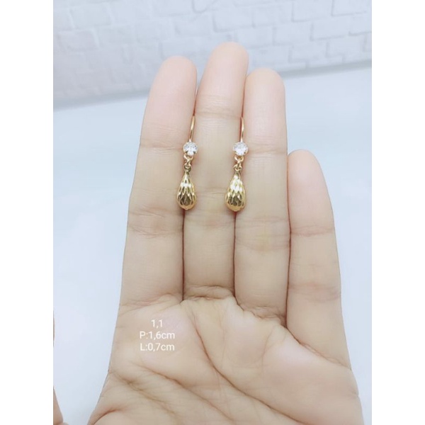 anting kait kacang/anting perak asli silver925 lapis emas/anting fashion wanita import