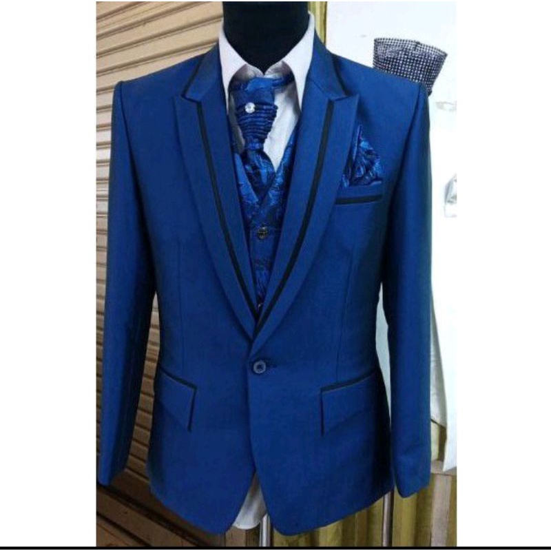jas pengantin biru benhur /jas wedding pria biru