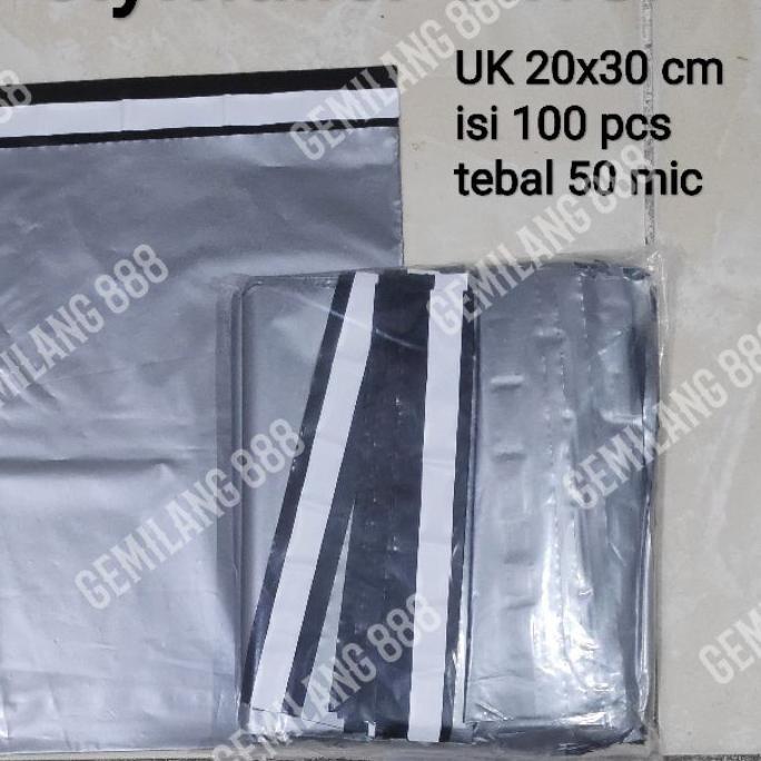 

♂ Plastik Polymailer Uk 20x30 (100pcs) , plastik lem Silver, plastik packing, plastik bungkus paket