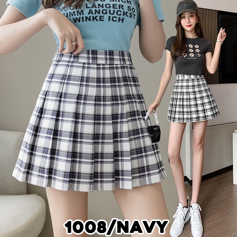 KARAKOREA 1009 Braves Girls Skirt/Rok Mini/Rok Kotak kotak/Rok Lipit Lisa/Rok Korea Skirt