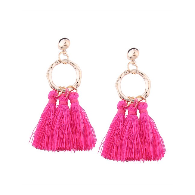 LRC Anting Tusuk Bohemia Tassel Decorated Earrings