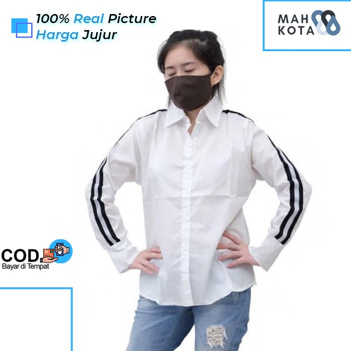 Kemeja Kantor Wanita Cewek Putih Garis Garis