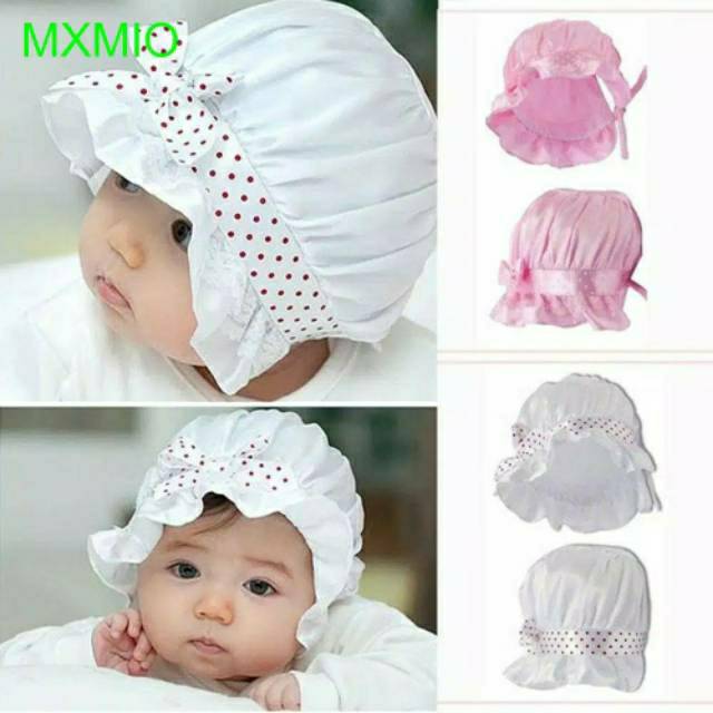 READY BANDUNG Topi Renda Bayi Lucu , Topi Anak Renda Renda , Penutup Kepala Renda