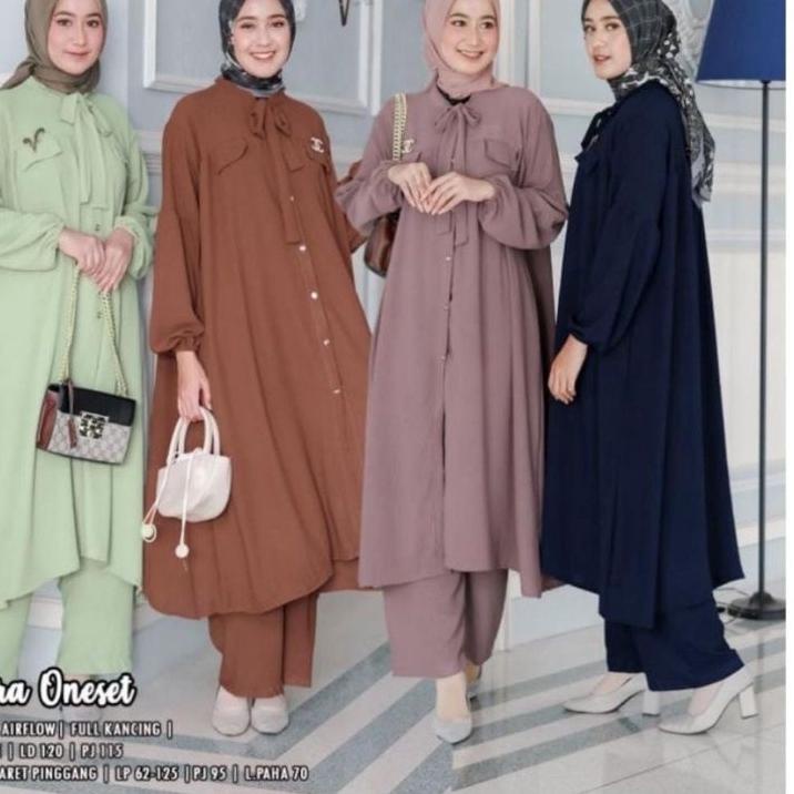 *BestSeller* MEIRA SET LD 110-115 CRINKLE PREMIUM // SETELAN RENDA POLOS TUNIK // ONE SET TUNIK POLO