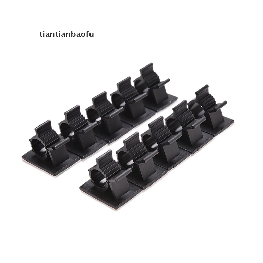 [tiantianbaofu] Black 10 Pcs Adhesive Backed Nylon Wire Adjustable Cable Clips Clamps 16mm Boutique