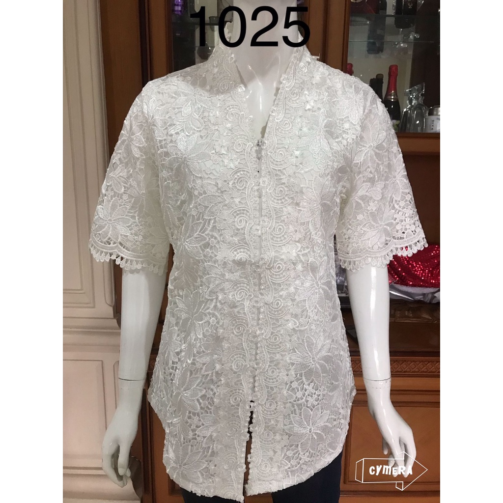 1025pdk kebaya alexuez full brukat tgn pdk putih tulang /kebaya encim premium