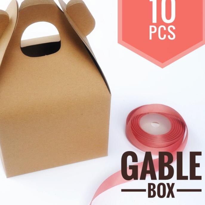 

O19@WT ![HARGA 10 PCS] GABLE BOX KRAFT / hampers box / toples box / box (Kraft 360gr, 14.5 x 14.5 x