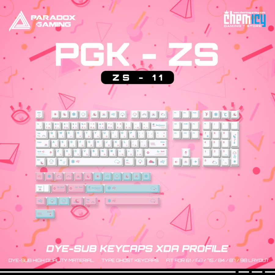 Paradox Gaming ZS-11 / ZS11 Dye-sub Keycaps 132 set XDA Profile