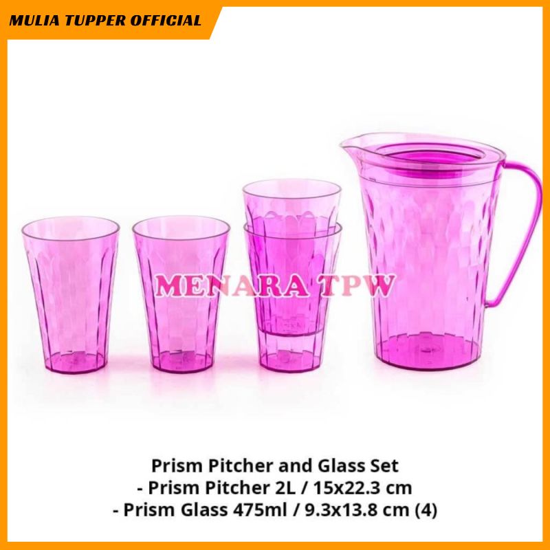 Jual Baru!!! Tupperware Prism Pitcher Glass Set 5pcs Shopee Indonesia