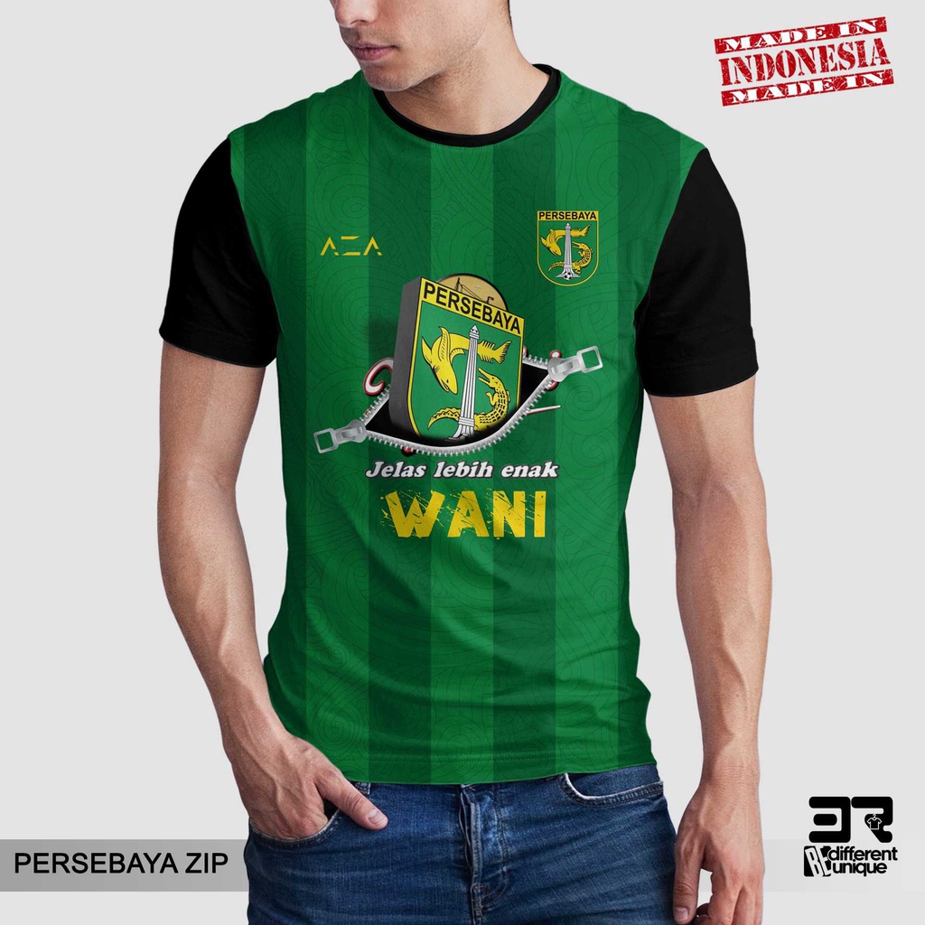 [ COD ] KAOS PRINTING GAMBAR TEAM SEPAKBOLA PERSEBAYA ZIP - BAJU SEPAK BOLA DISTRO ORIGINAL MOTIF UN