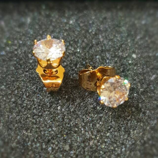 Anting Wanita Stud mata Swarovski Gold