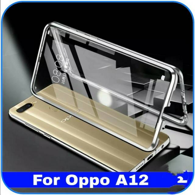 Case Magnetic DEPAN BELAKANG Oppo A12 Premium Case 2in1 Double Glass