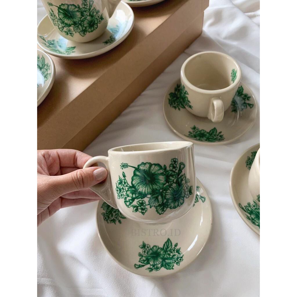 BISTRO BO-912 Cangkir + Lepek Kopitiam Motif Malake 6set