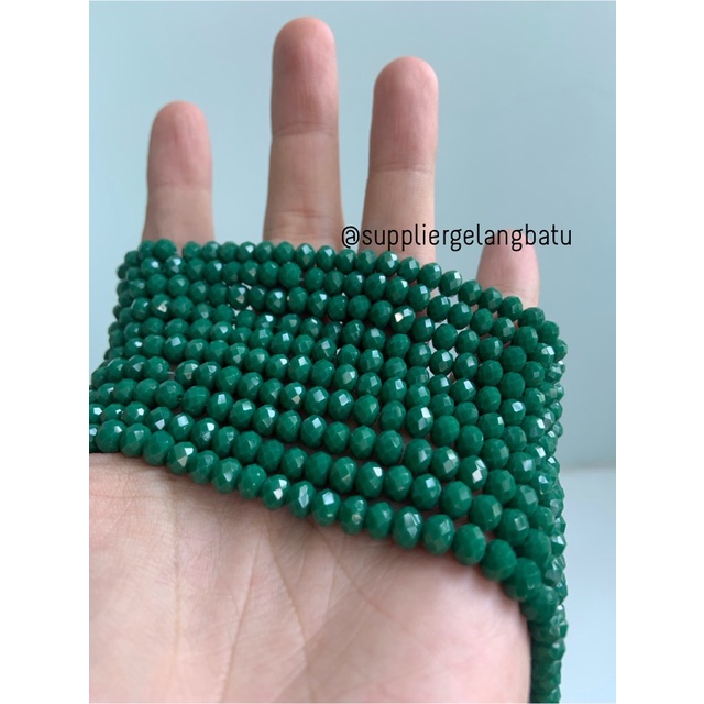 Crystal Ceko Doft 6mm HIJAU TUA DARK GREEN bahan craft manik donat