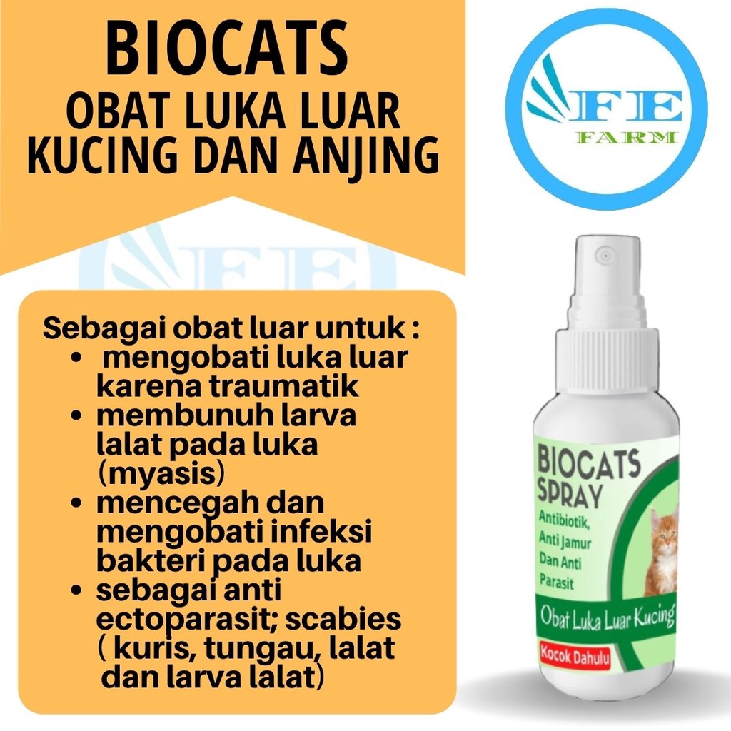 Biocats Spray Obat Luka Luar Hewan Kucing Anjing Ampuh FEFARM