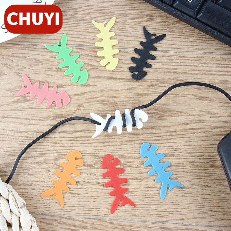 Winder Organizer Kabel Earphone / Handphone Mini Portable Bentuk Tulang Ikan Bahan Pvc